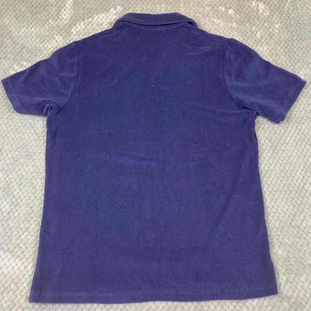 Criquet Terry Cloth Polo Shirt Mens L Purple Cotton Pocket Short Sleeve